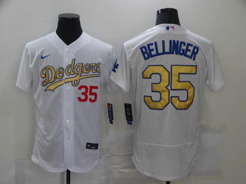 Men's Los Angeles Dodgers #35 Cody Bellinger White Gold 2021 Stitched Jersey
